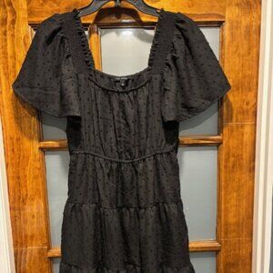 Blu Pepper Womens Black Flutter Sleeve On Off Shoulder Mini Dress Belt Loop S